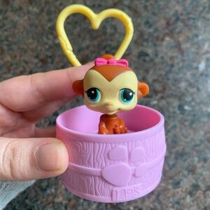 Littlest Pet Shop Hasbro Brown Monkey McDonald's LPS Keychain Figure Toy